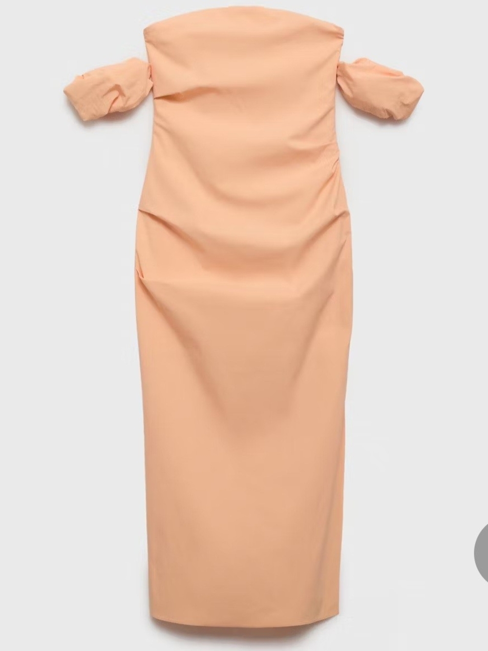 Mango Strapless Peach Off-Shoulder Midi Dress